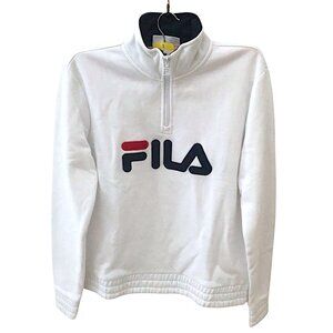 Fila Women's 1/4 Zip Pullover Sweatshirt Size SMALL White